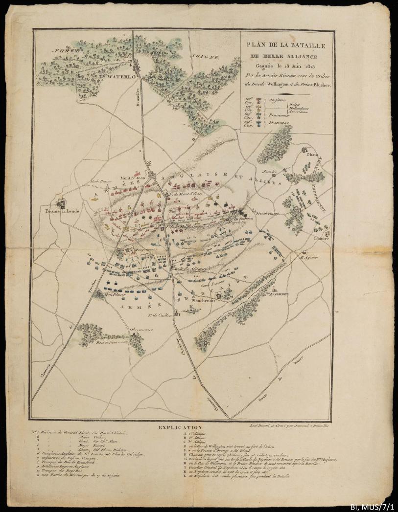 Map of the battle field of Waterloo belonging to Thomas Musgrave